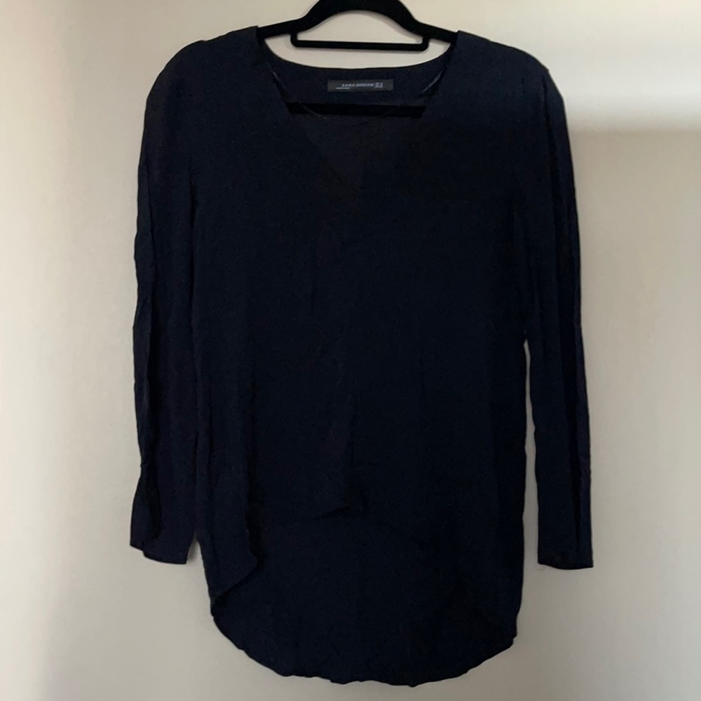 High-Low Black Blouse - Zara